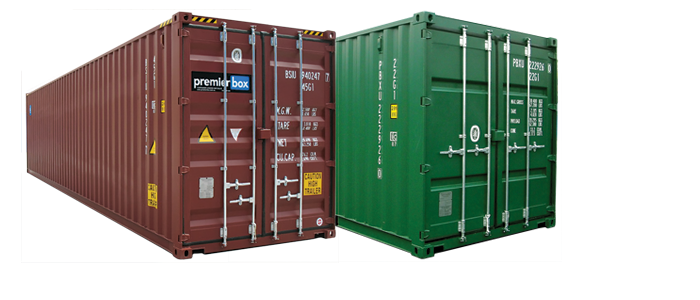 Two Shipping containers in brown and green colour for modification to be used in aviation industry.